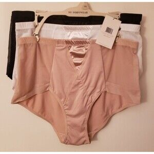 Nu Bodywear Women’s Lingerie Set of 3 Sz 1X Black White Tan Mesh Accents NWT